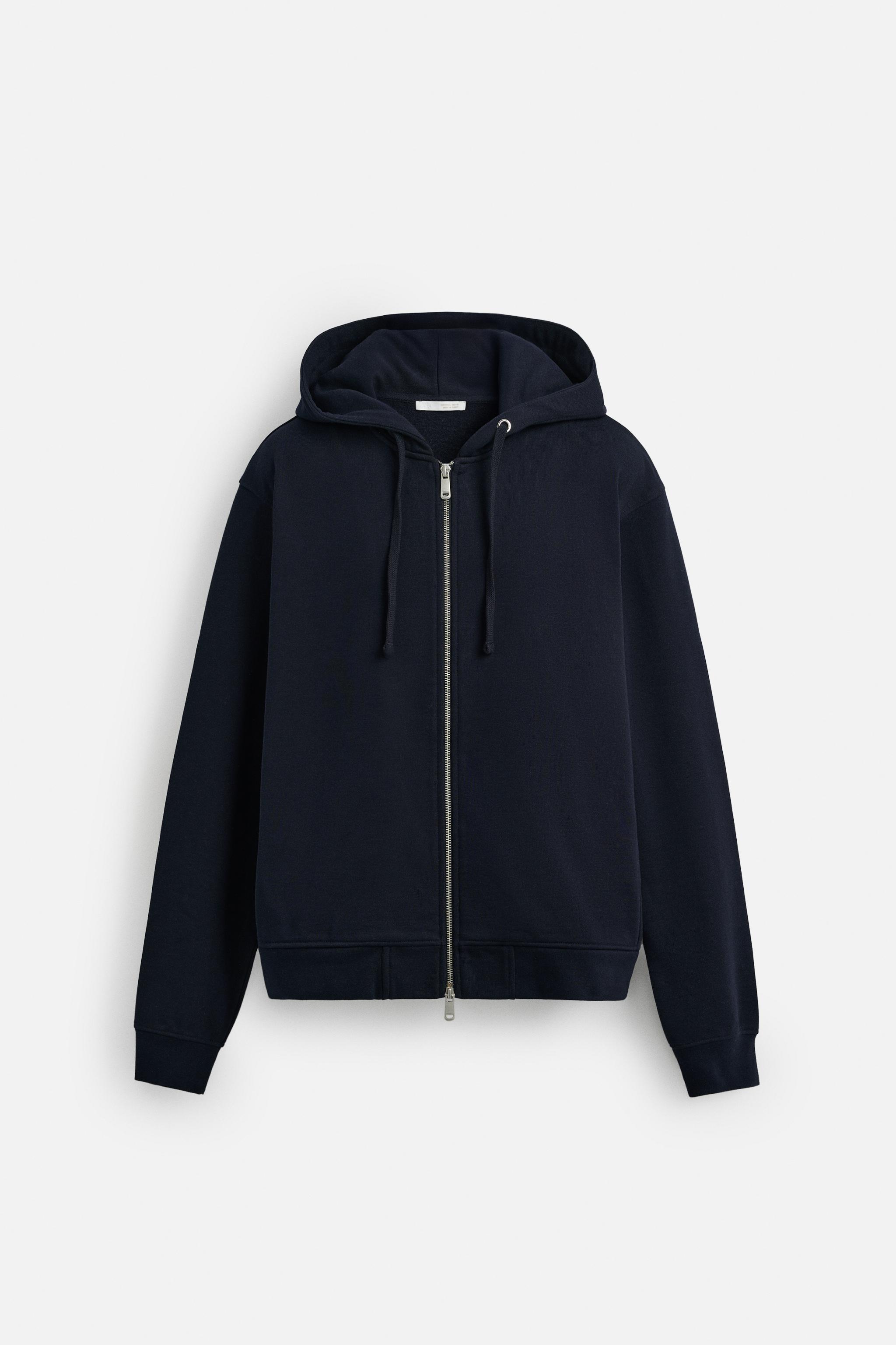 BASIC HOODED ZIP-UP SWEATSHIRT